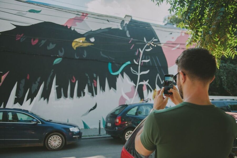 Bucharest Alternative Walking Tour - University of Architecture inside access, three commissioned murals you cannot miss