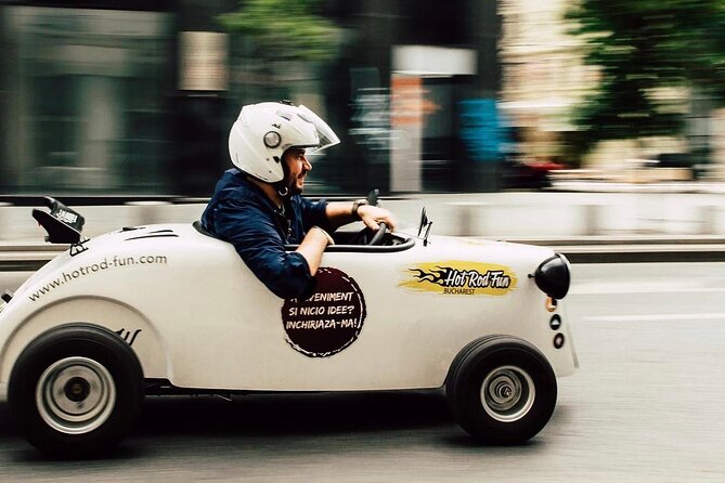 Bucharest: CityTour in one of a kind mini hot rod - What’s included for $95.58: helmets, coffee or tea, and admission