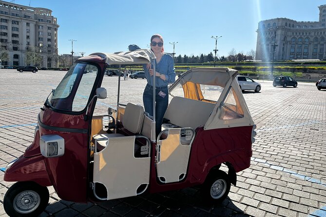 Bucharest Tuk Tuk city tour - The communist-era blockbuster: the House of the Free Press area