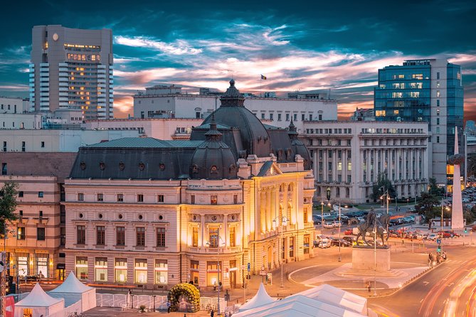Private -RedPatrol Tour of Bucharest with a Romanian Vintage Car - House of the Free Press plus a full car ride on major boulevards